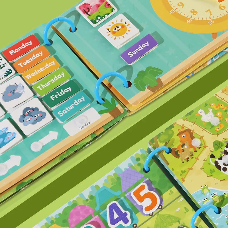 Rompecabezas Montessori ,Libro de palabras para Educación temprana para niños ,Ilustración con Pegatinas