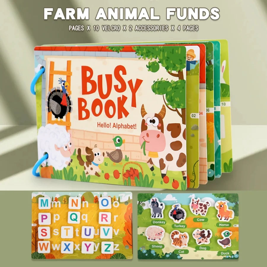 Rompecabezas Montessori ,Libro de palabras para Educación temprana para niños ,Ilustración con Pegatinas