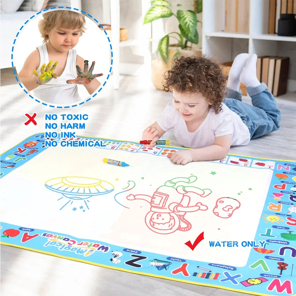 Alfombra de dibujo de agua mágica de 100x80CM con bolígrafos mágicos reutilizables Doodle
