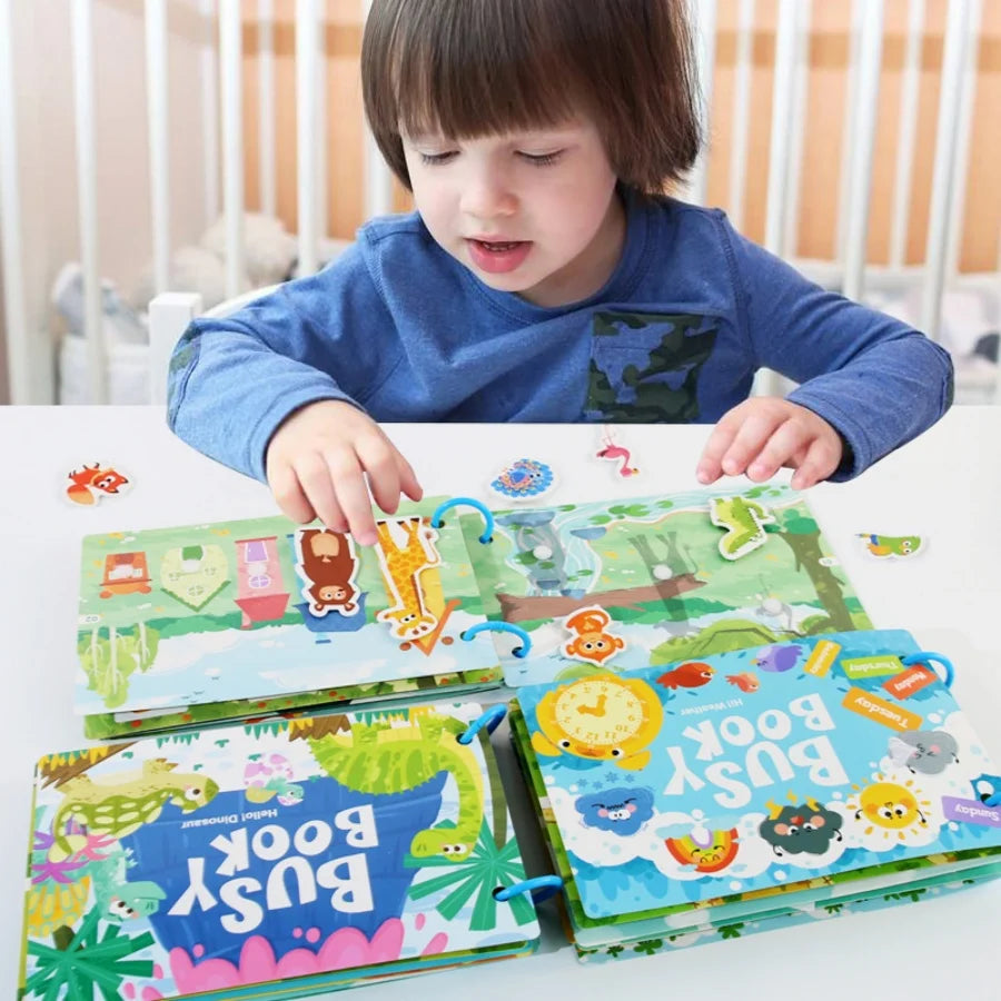 Rompecabezas Montessori ,Libro de palabras para Educación temprana para niños ,Ilustración con Pegatinas