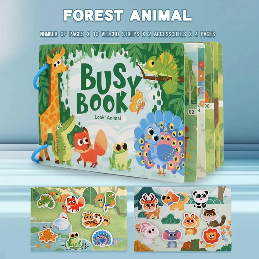 Rompecabezas Montessori ,Libro de palabras para Educación temprana para niños ,Ilustración con Pegatinas