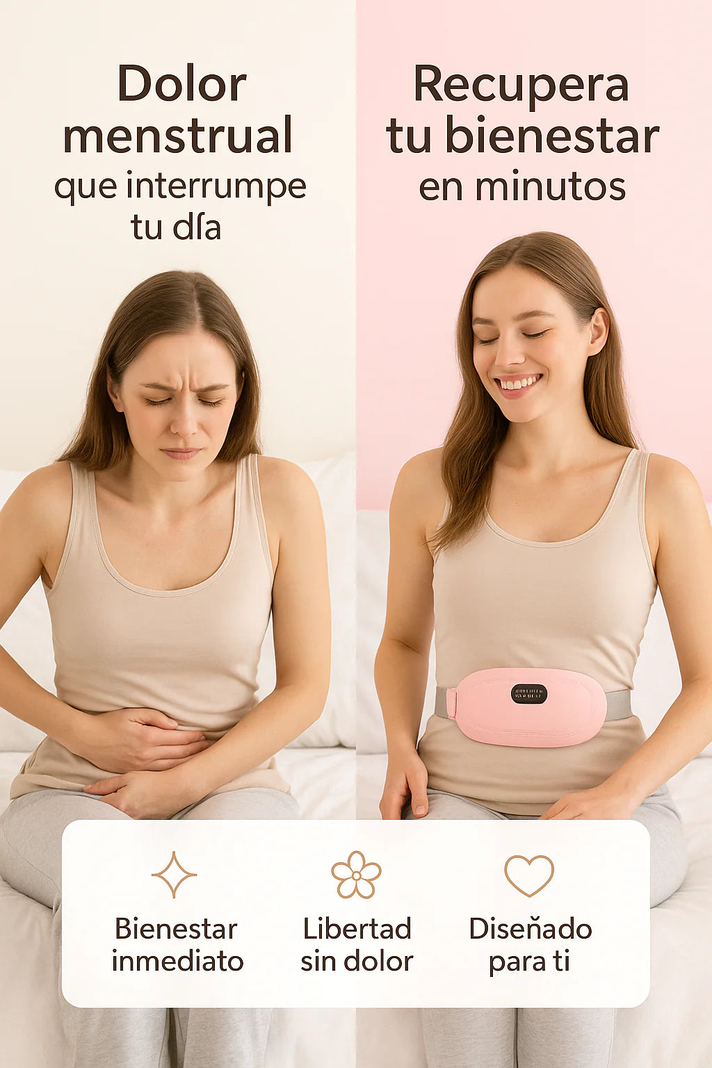 Cinturón de calor y masaje para el dolor menstrual.