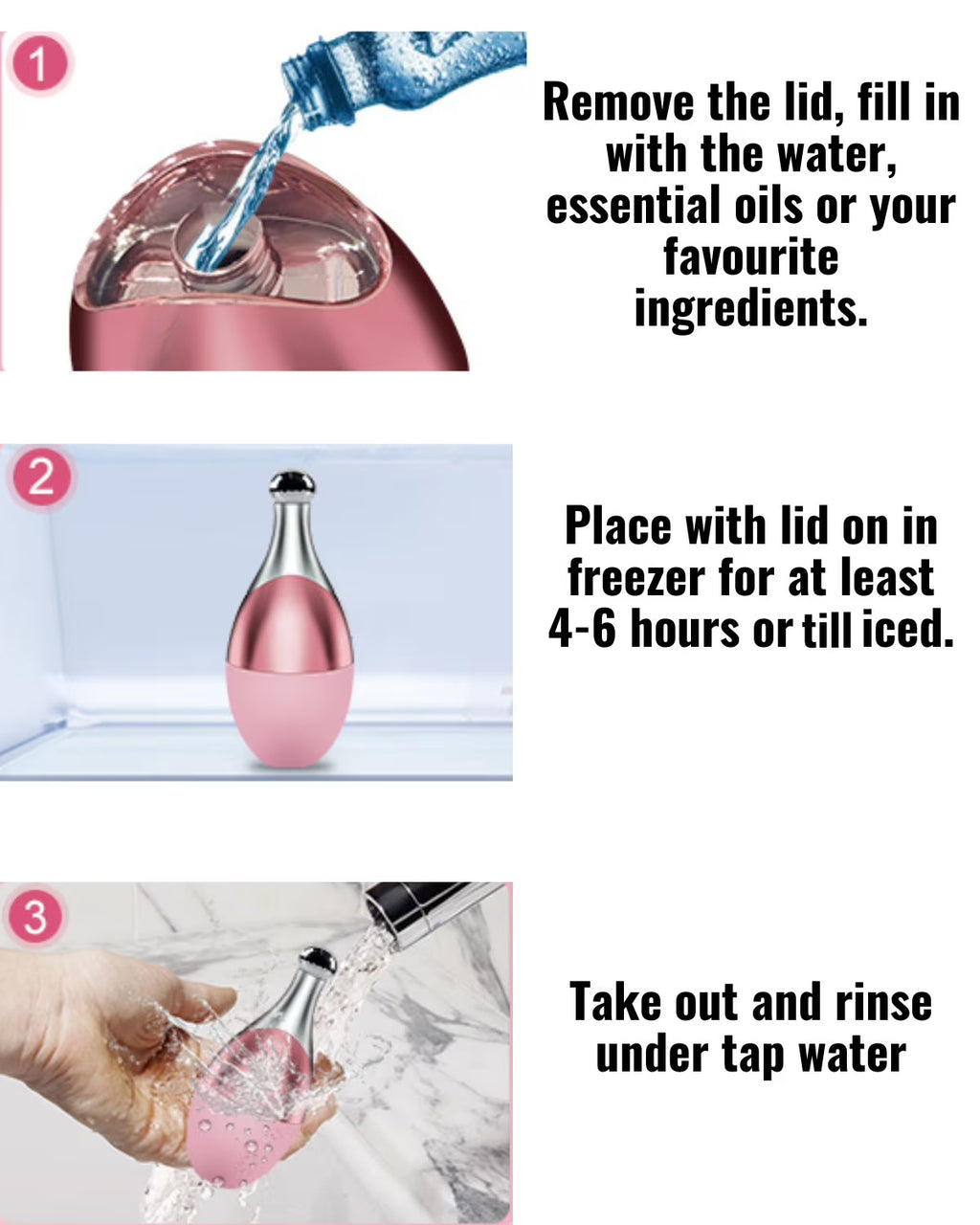 Rodillo masajeador facial de hielo 2 en 1 con pulverizador de bruma