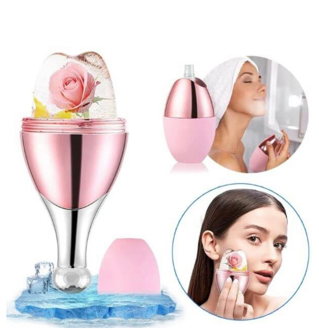 Rodillo masajeador facial de hielo 2 en 1 con pulverizador de bruma