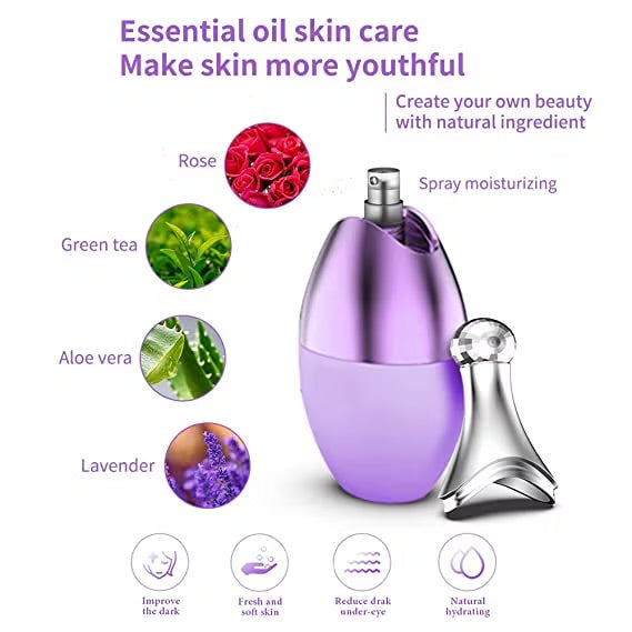 Rodillo masajeador facial de hielo 2 en 1 con pulverizador de bruma