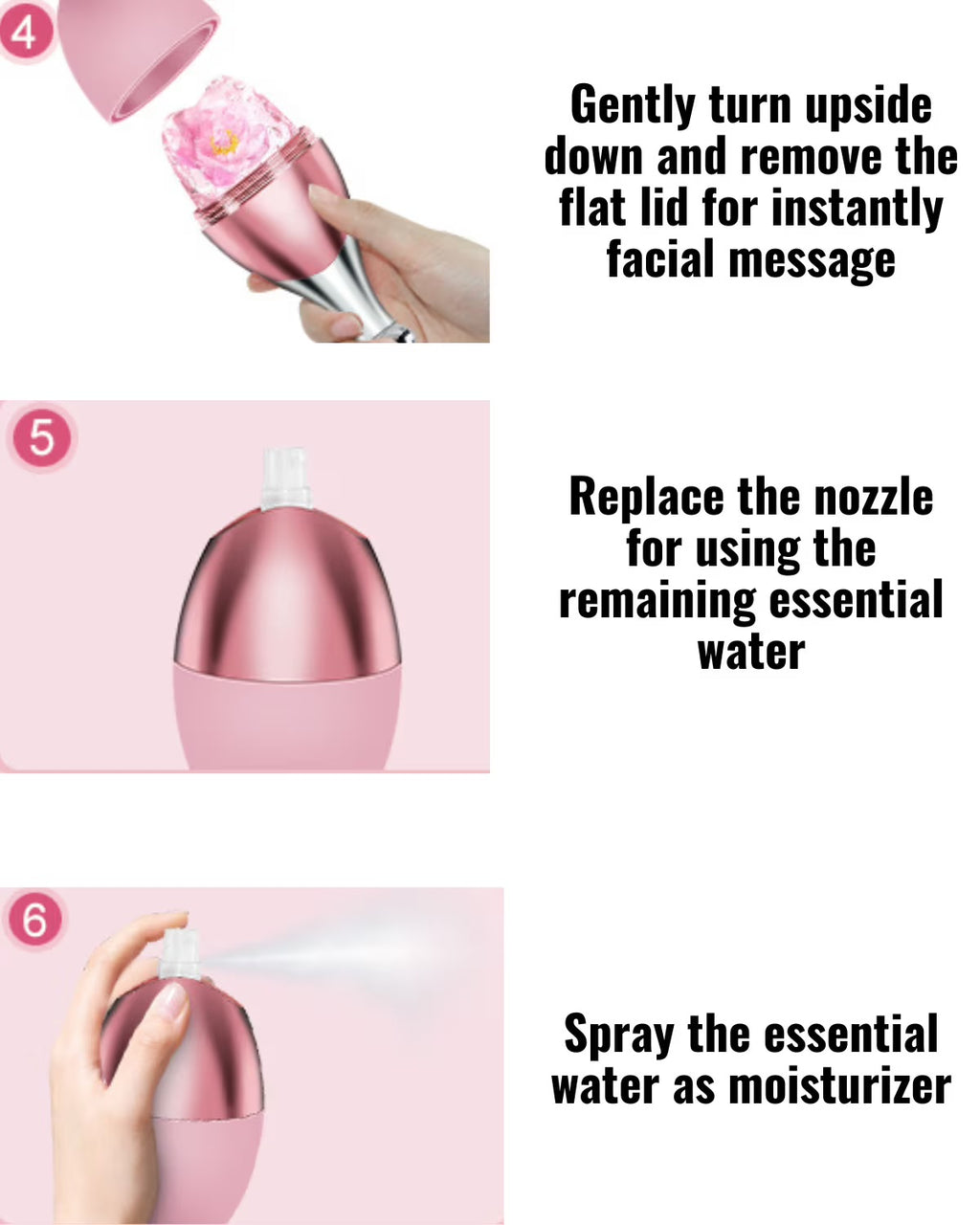 Rodillo masajeador facial de hielo 2 en 1 con pulverizador de bruma