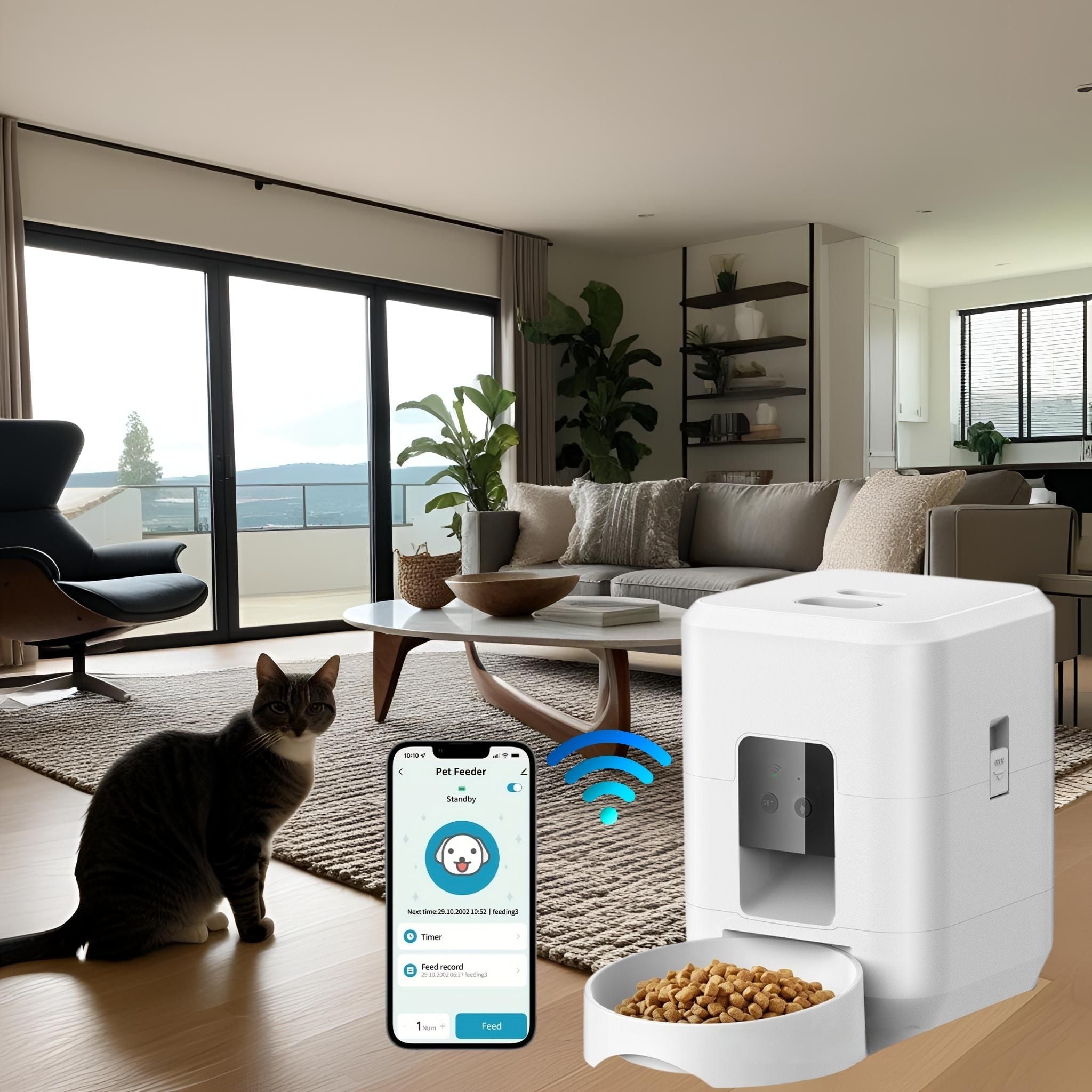 Dispensador de comida inteligente para mascotas🐾🤖, con alimentación lenta y control cuantitativo de comidas.2L