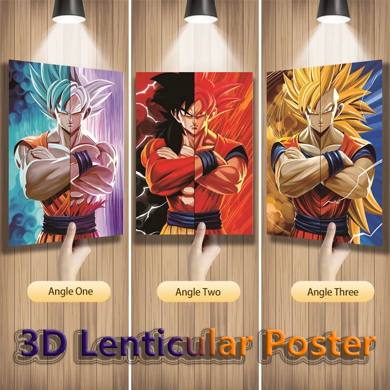 Poster lenticularDragon Ball Z Goku en 3 formas