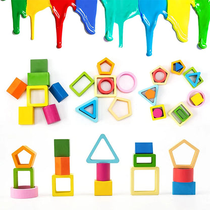 Buntes geometrisches Holzspielzeug 